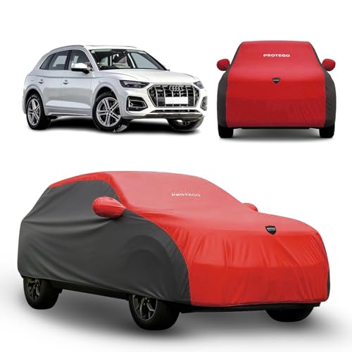 Image of PROTEGO Prime Series India's 1st Anti-Tear Car Cover for Audi Q5 | Heavy-Duty, Custom Fit, All Weather Protection | 100% Waterproof, Windproof & Hail Resistant | 2-Year Warranty | Red + Black