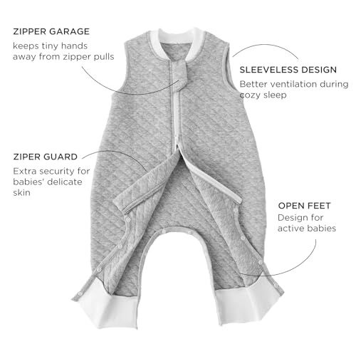 Image of Duomiaomiao 1.0 TOG Super Breathable Toddler Sleep Sack 24-36 Months 100% Cotton Four Season Sleep Sack with Feet, Quilted Comfy Toddler Wearable Blanket