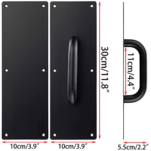 Image of Sumnacon 1 Set 12 Inch Stainess Steel Door Handles - Sturdy Door Pull Push Plates with Screws,Solid Pull Push Handles for Home Office Public,Black