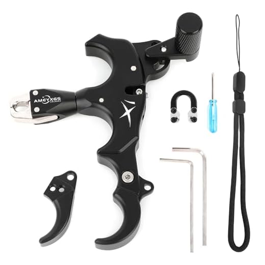 Avalon BOGENSPANNER - Recurve und Langbögen geeignet 4 SHARROW Bogenschießen Release Aids Compound Bogen 3 oder 4 Finger Austauschbar Daumen Release Aluminium Auslösehilfen Spannhilfen mit Metall D-Loop für Jagd (Schwarz)