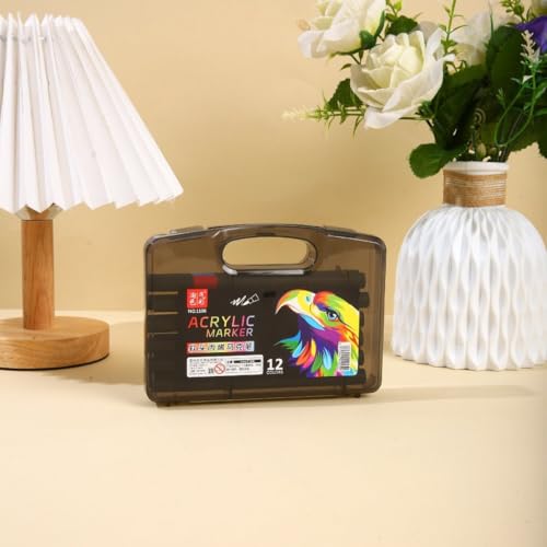 Juego de rotuladores acrílicos con estuche de transporte, marcadores de pintura de punta suave para arte infantil, graffiti, colorear y dibujar, varios colores disponibles (12 colores)