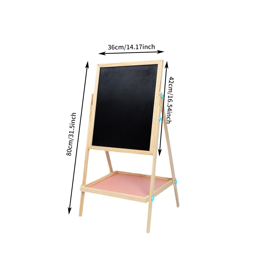 Chevalet en bois double face, tableau blanc et tableau noir 2 en 1 en bois massif pour salle de classe, bureau, studio, restaurant, affichage avec cadre en A