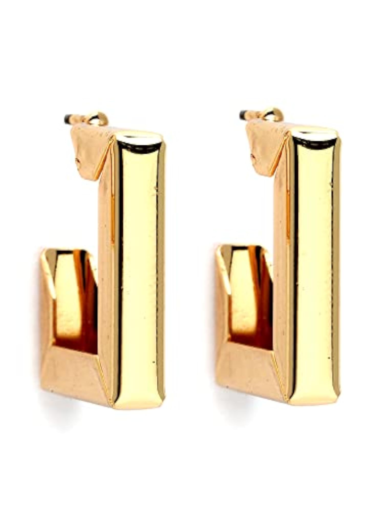 Women's Gold Tone Metallic Half Hoop Earrings