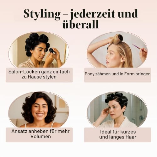 Kitsch Lockenwickler 8 Stück, Hair Rollers - Schwarz – Ansicht 6