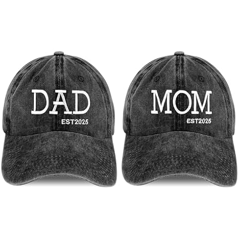 Moyel New Mom and Dad Hats Est 2025 Pregnancy Announcement New Parents Gifts for Couples Pregnancy Gifts for Expecting Mom Christmas Birthday First Fathers Ideas Cover