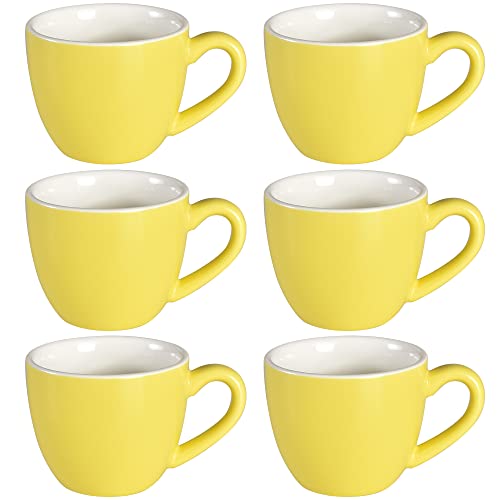 homEdge Mini Procelain - Taza de café de 90 ml, diminutas tazas de café Demitasse para espresso, té, amarillo