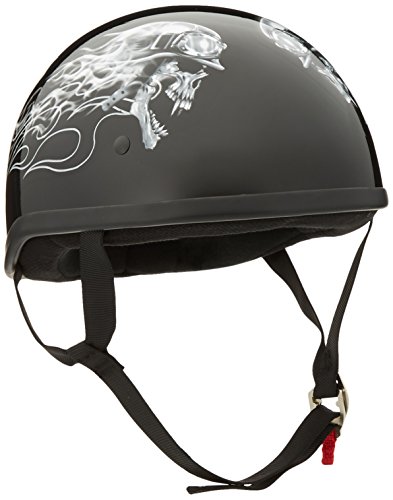 Skid Lid Biker Skull Original Helmet (Black/White, Medium)