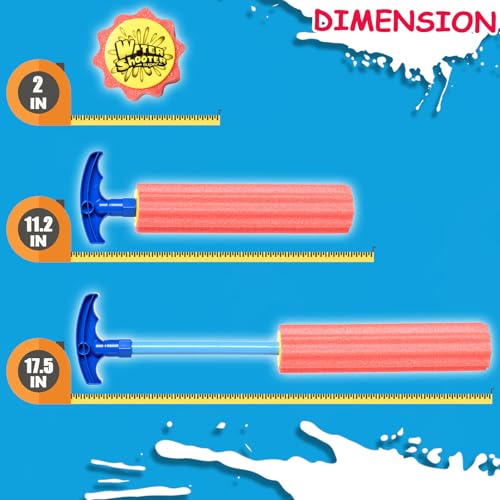 DraMosary Water Blaster Soaker Guns, 6 Pcs Foam Water Squirters, Kids Adults Boy Girl Squirt Guns for Pool/Beach/Yard Play (Up to 33 ft, 11.8inches, Multicolored) - Thumbnail 3