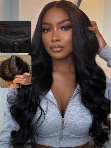 Image of UNICE Pre Everything Body Wave 13x4 Lace Front Wigs Human Hair with Elastic Drawstring Glueless Wig Human Hair Pre Plucked Pre Cut Lace Bleached Knots Ready to Wear Frontal Wig 16 Inches