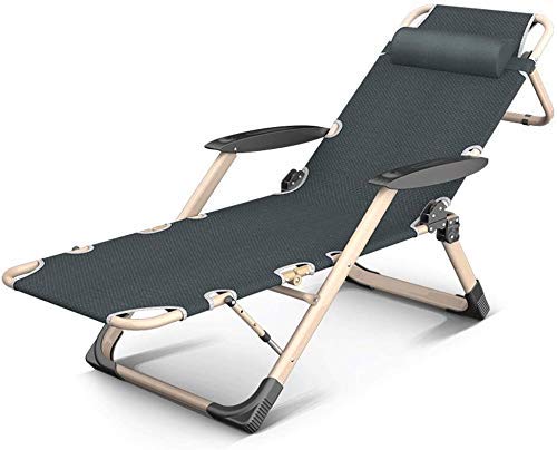 Chaise longue inclinable et lit de camping pliant gris