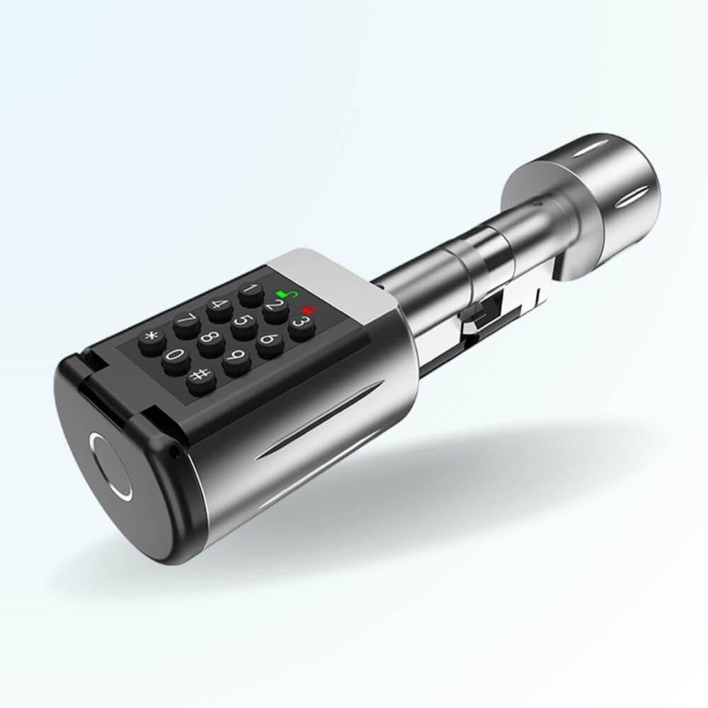 LOCKY-6 V3 Cylindre connecté étanche IP65 pour extérieur à Empreinte digitale, Code, Badge, Application Smartphone, Bluetooth