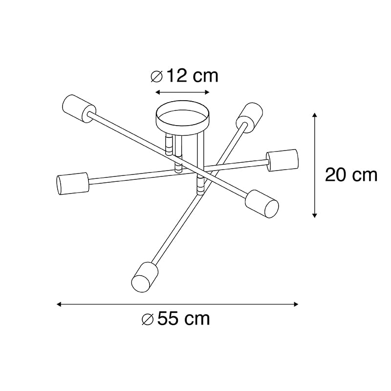 Qazqa sydney - Lampada da soffitto Industriale - 6 luce - Ø 550 mm - Ottone - Industriale - Soggiorno I Camera da letto I Sala da Pranzo I Cucina