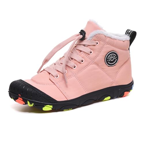 Barefoot Shoes Kids Boys Girls Trail Running Shoes Minimalist Zero Drop Sole Cotton Boots Fur Lined Hiking Walking Shoes Little Kid 1 Pink32