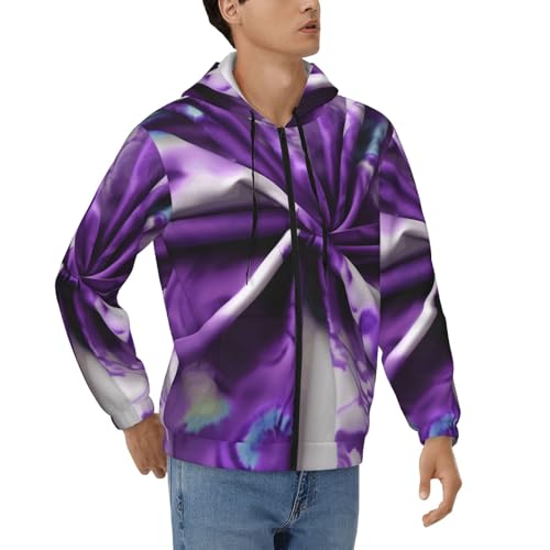 Pull à capuche floral violet zippé doté d'un cordon de serrage