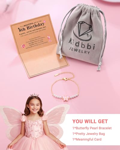Image of Happy 6 8 10 Year Old Birthday Gifts for Girls Butterfly Bracelet