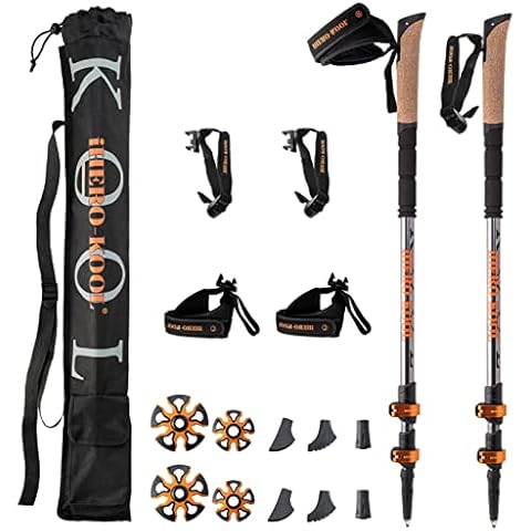 iHERO-KOOL_Quality Premium 2022_ Nordic Walking Stöcke Verstellbar Leicht | Wanderstöcke Teleskop | Walking Stöcke | Faltbar Quick Lock Korkgriff Schnee EIS Alpin Trail | Herren Damen Kinder Cover