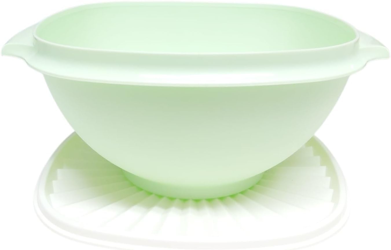 Tupperware Wonderlier Sonnenschüssel 2,8 Liter mit Deckel – Salatschüssel Frischhalteschüssel Rührschüssel luftdicht – Mintgrün mit weißem Deckel
