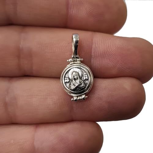 Médaille Vierge Marie en Argent 925, médaillon ouvrant d'exception - 4