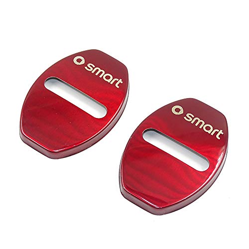 SHIFENG Stainless Steel Car Door Lock Cover for Mercedes Old Smart 451 Fortwo Forfour 2009-2014 Accessories Pack of 2 (Red)