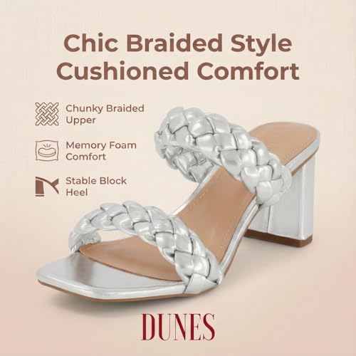 Image of Dunes Iris Chunky Braided Heel Sandals for Women, Block Heel Square Toe Summer Sandals with Memory Foam