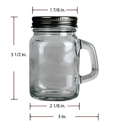 Mini Mason Jar 4 Ounce Mugs - Set Of 48 Glasses With Handles And Leak-Proof Lids - Great For Shots, Drinks, Favors, Candles And Crafts #TOP2