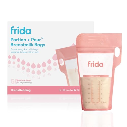 FridaMom Breastmilk Storage Bags, 50ct Standard, 6oz Bag, BPA Free, 6oz Bag | Freeze & Thaw Milk Bags with Leakproof Seal, Perfect Pour Spout, Precise Portions, No-Slip Grip - image 1