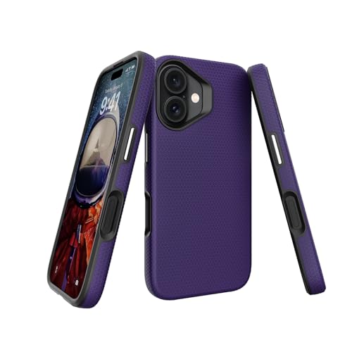 Image of NOXO Ultra-Hybrid Triangle Back Case Cover for iPhone 16, | Shockproof Design | Camera Protection | Soft TPU & Rugged PC | Bumper Case Cover for iPhone 16, (Deep Purple)