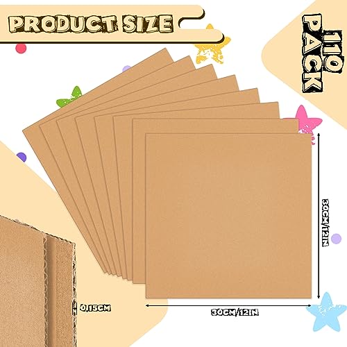 Image of Henoyso 110 Pack 12 x 12 Inch Corrugated Cardboard Sheets Flat Cardboard Sheets Packaging Inserts Flat Square Inserts Squares Separators for Shipping Packing Mailing Crafts (Brown)