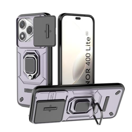 Coque Honor X70i avec cache caméra coulissant et support bague violette
