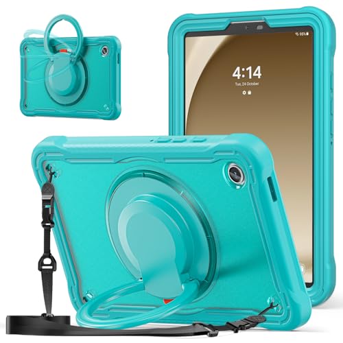 Coque Samsung Tab A9 2023 antichoc à poignée rotative 360 et bandoulière réglable