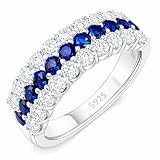 Dellyrica Three Row Sapphire & Moissanite Band