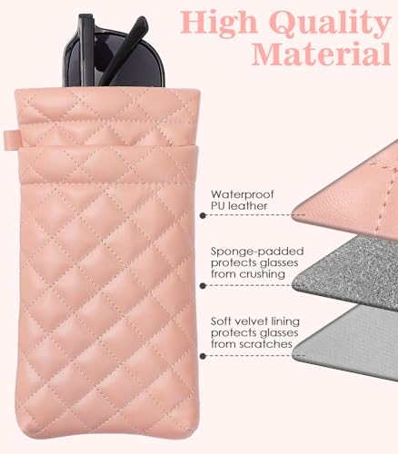 Image of MoKo Squeeze Top Glasses Pouch, Portable Leather Soft Sunglasses Case Anti-Scratch Eyeglasses Bag Goggles Sleeve