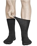 vitsocks Herren Diabetikersocken extra weit ohne Gummi (3x PACK) geschwollene Füße Beine, schwarz, 44-46