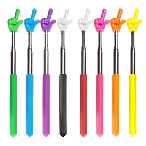 Fkereg 8 Pieces Telescopic Finger Pointer Stick, Teacher Pointer Stick for Classroom, Retractable Teaching Aids, Hand Reading Pointer, Extendable Pointing Stick for Whiteboard Office Presentation, C