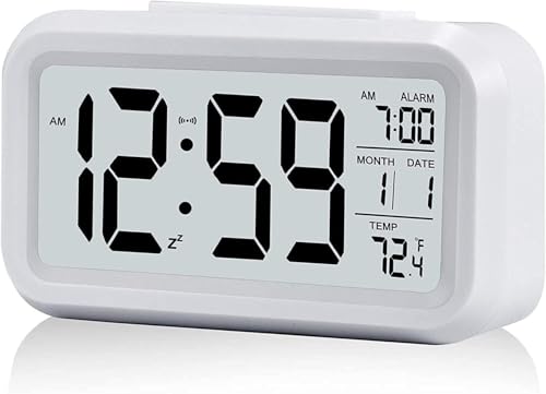Image of REACHER Digital Alarm Clock for Heavy Sleepers, Digital Clock Table Clock for Study Table, Students, Office, Corporate | Alarm Clock for Bedroom with Loud Sound (1, White Clock)