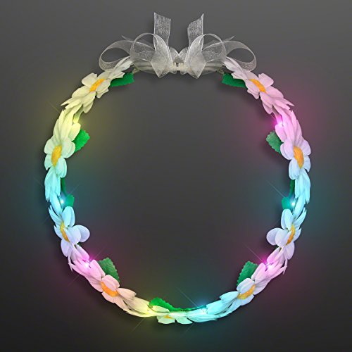 FlashingBlinkyLights Light Up White Daisy Chain with Multicolor LED Lights- Use as a Flower Crown Headband, Floral Sash or Belt One Size3