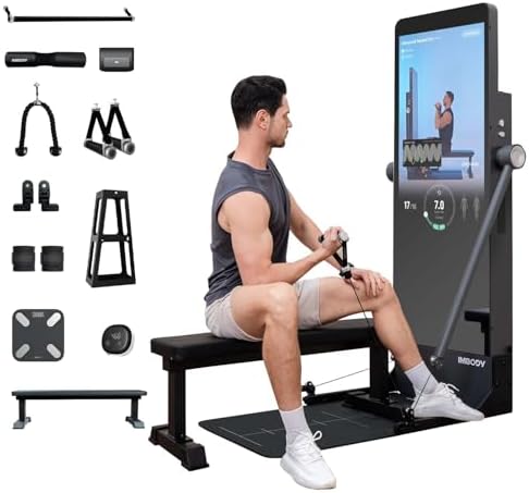Smart Home Gym Fitness Mirror, 260lbs Digital Resistance Strength...