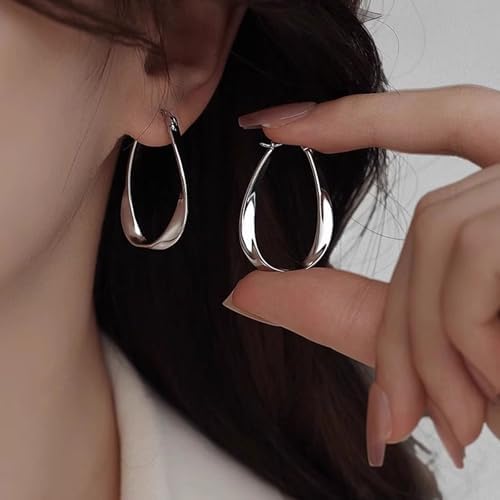 Brincos de argola minimalistas em forma oval para mulheres, aros ...