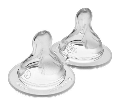 Image of MAM Bottle Nipples Fast Flow Nipple Level 3 (Set of 2), for 4+ Months, SkinSoft Silicone Nipples for Baby Bottles, Fits All MAM Bottles