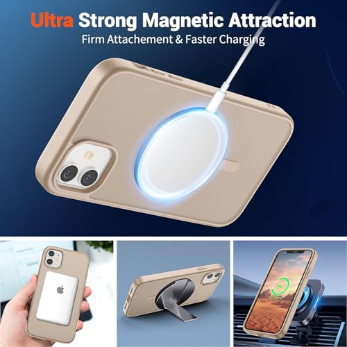Image of SUPFINE Magnetic for iPhone 11 Phone Case(Compatible with MagSafe)(Military Grade Drop Protection) Slim Translucent Matte Shockproof with Anti-Fingerprint Phone Case,Desert Gold