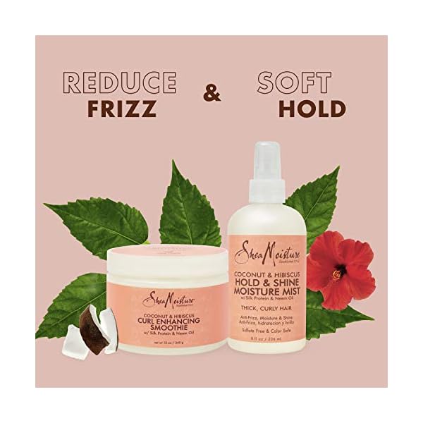 SheaMoisture Bundle Styling Cream Curly, Frizzy Hair Coconut & Hibiscus Curling Cream for Natural Hair 12oz, 8oz, Transparent