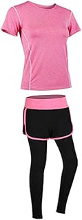 Women'S Track Suits Yoga Sportswear Suits,Hooded Tops,Sweatshirts,Sports Bras,T-Shirts,Tops and Pants,Women'S Sportswear Suits,Yoga Suits,Fitness Training Suits (T-Shirts+Shorts)