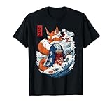 Ukiyo-E Samurai Zorro Japón Ola Espíritu de zorro Estético Camiseta