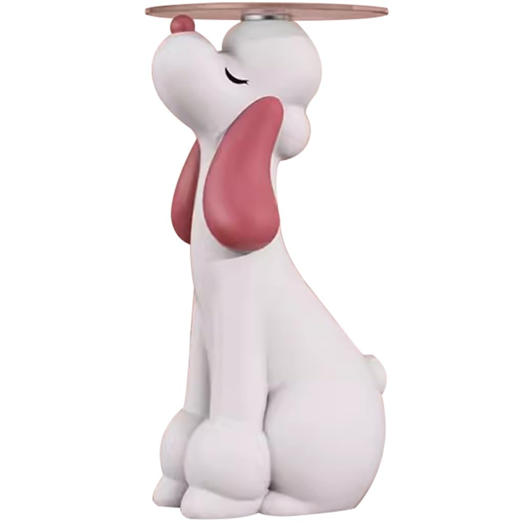 Dog Statue with Tray Floor-Standing Creative Poodle Sculpture Tray, Bedside Resin Storage Table for Bedroom, Coffee Drink Tray, Housewarming Gift (