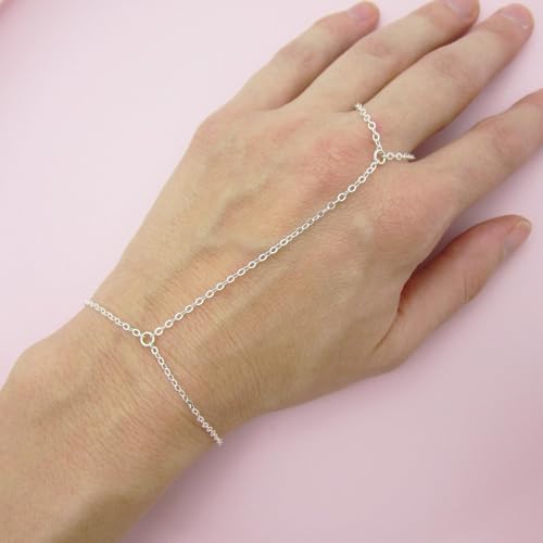 Image of Long tiantian Hand Chain Bracelet Gold Link Finger Ring Slave Bracelet