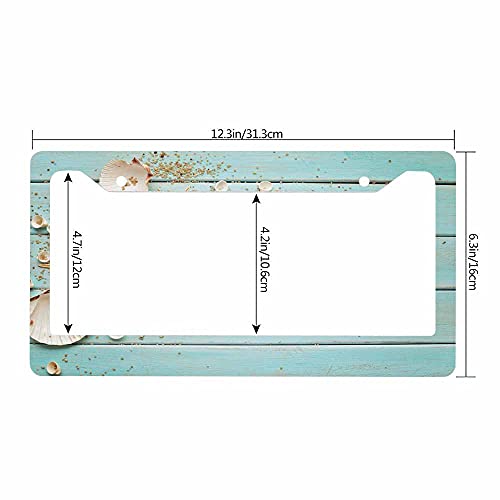 Nicokee Decorative License Plate Frame Sea Shell Beach Summer Starfish Board Car Tag Cover Aluminum Auto License Plate Holder For Men Women #TOP2