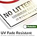 No Littering Minimum 85 Fine 37 Ri Gen Laws 15 6 Sign, 10x14 Inches, 55 mil thick HDPS (high density polystyrene), Made in USA by My Sign Center