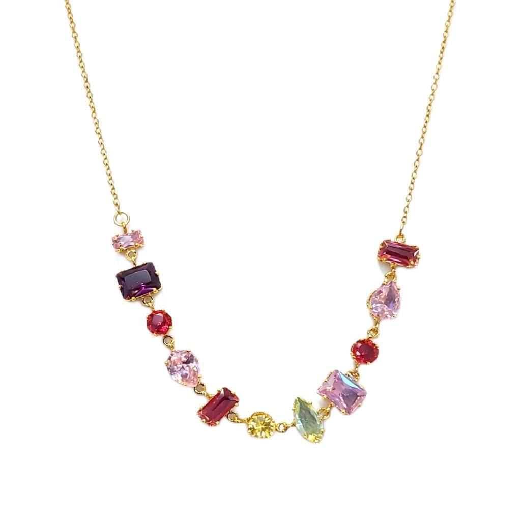 meenaz Multicolor Diamond Crystal Necklace for Women 18k Gold Plated Gemstone Chain Jewellery for women, Anti Tarnish Lightweight Daily Wear Design, Stylish Anniversary Office Gift for Girls 379-picture-24