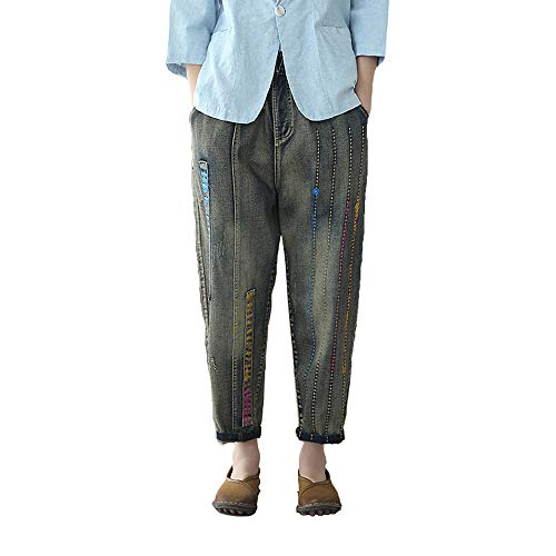 Pantalon denim sarouel femme BaronHong le jean court décontracté
