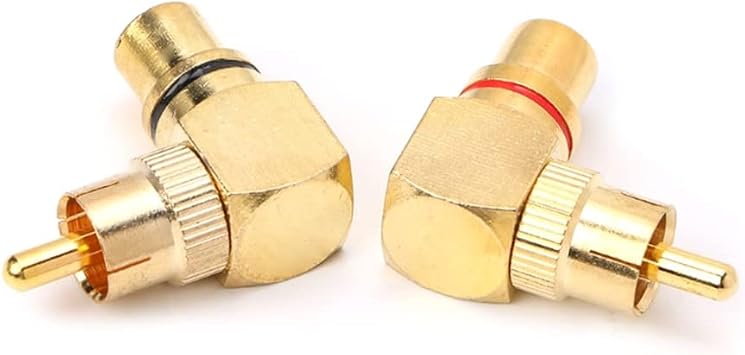 90 Degree RCA Adapter 2-Pack, Gold-Plated Right Angle Connector Male to Female Audio Adapter